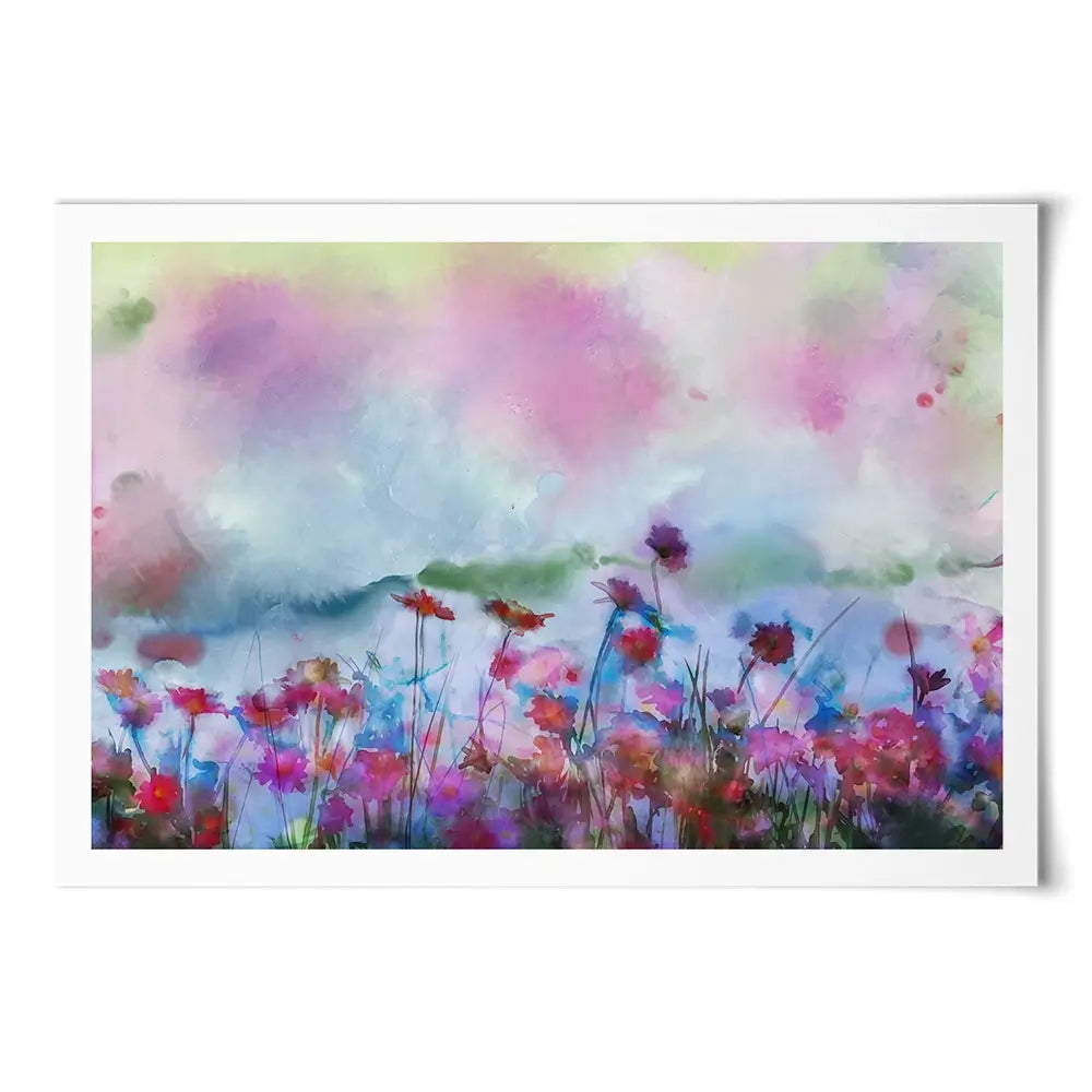 A Watercolour Flower Field Art Print A Watercolour Flower Field Art Print wall art product Art Print Shop
