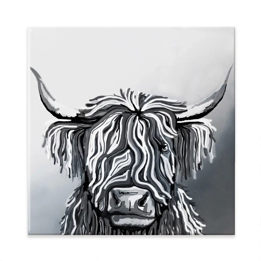 Abstract Highland Cow Square Canvas Print Abstract Highland Cow Square Canvas Print wall art product Independent