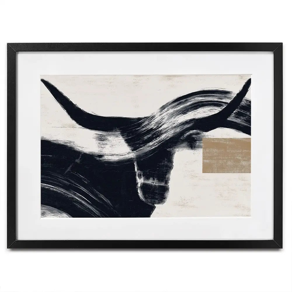 Abstract Longhorn Silhouette Framed Art Print Abstract Longhorn Silhouette Framed Art Print wall art product Chromatic Storm Studio