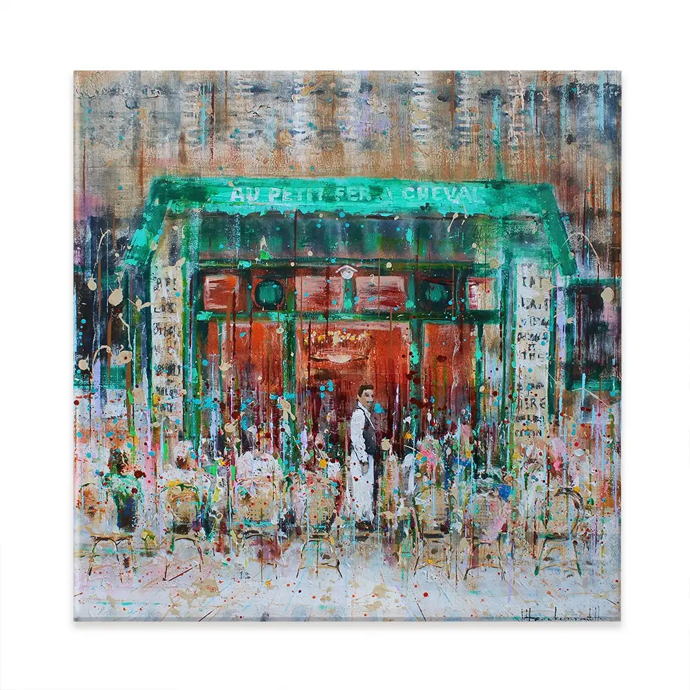 Au Petit Fer A Cheval Square Canvas Print Au Petit Fer A Cheval Square Canvas Print wall art product Studio Paint-Ing