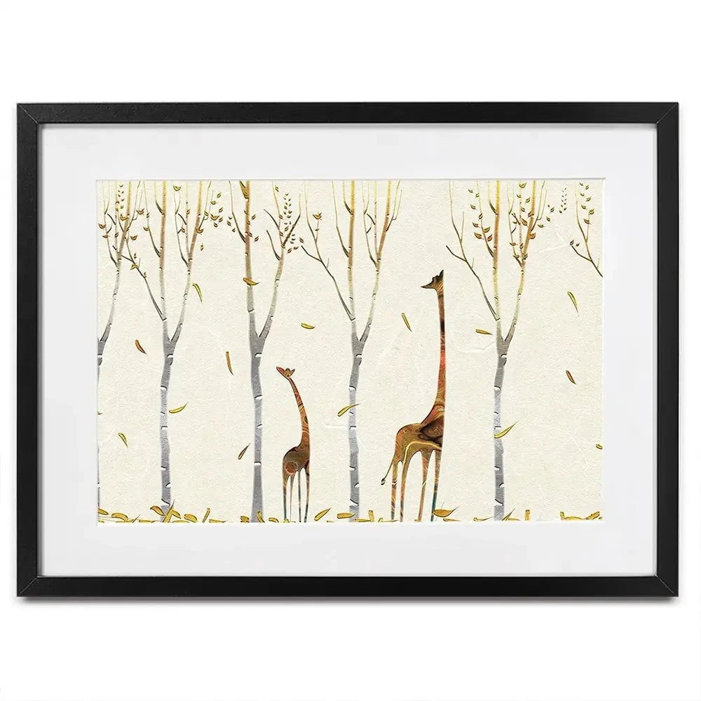 Autumn Giraffes Framed Art Print Autumn Giraffes Framed Art Print wall art product Tim Kats / Shutterstock