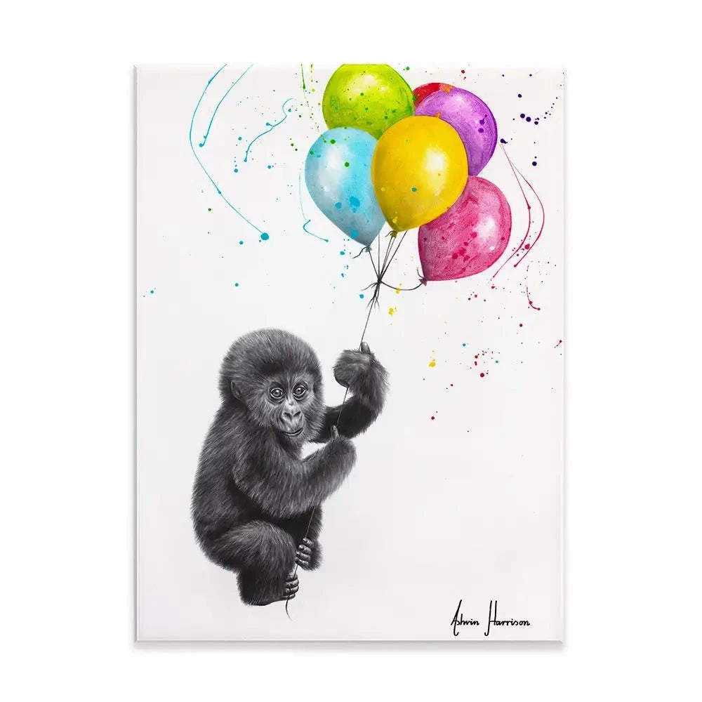 Baby Gorilla And The Balloons Canvas Print Baby Gorilla And The Balloons Canvas Print wall art product Ashvin Harrison