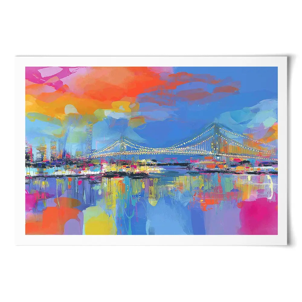 Bay Bridge Aglow Art Print Bay Bridge Aglow Art Print wall art product Chromatic Storm Studio