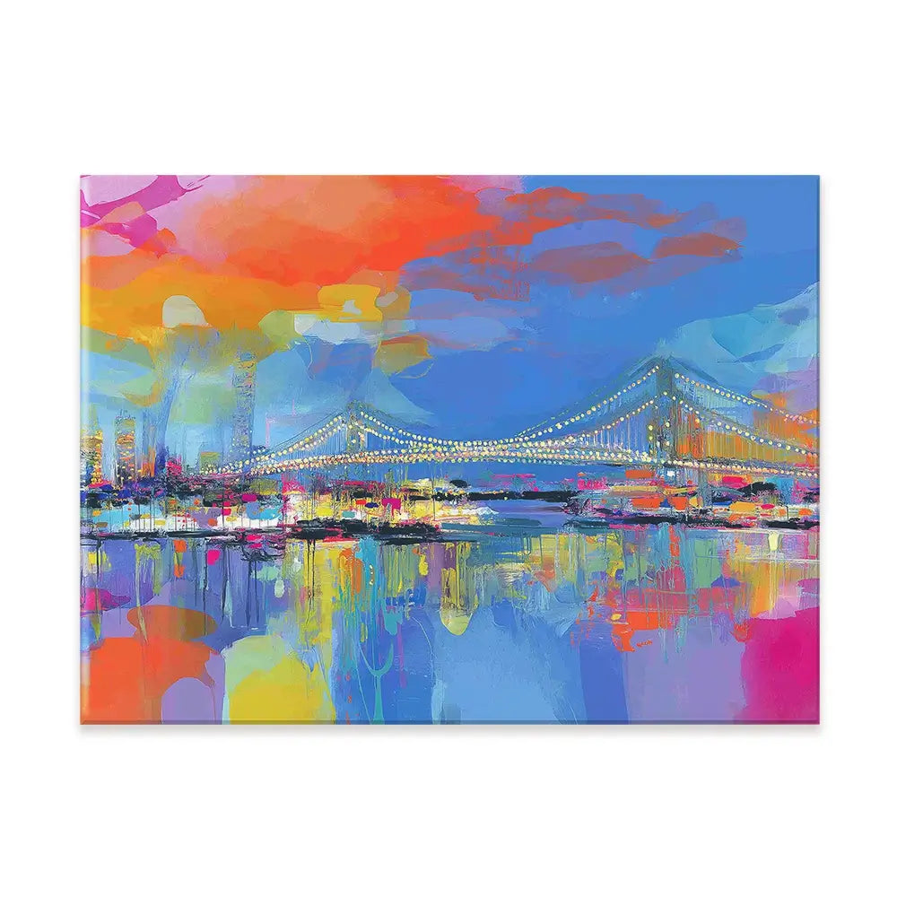 Bay Bridge Aglow Canvas Print Bay Bridge Aglow Canvas Print wall art product Chromatic Storm Studio