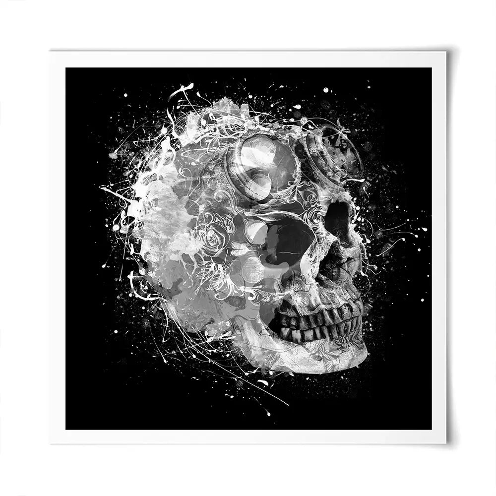 Black And White Skull Square Art Print Black And White Skull Square Art Print wall art product Aimee Linzi