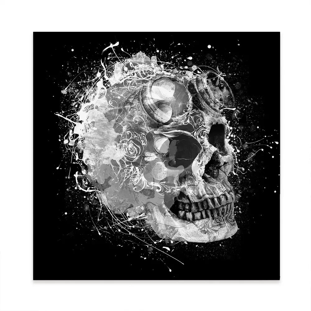 Black And White Skull Square Canvas Print Black And White Skull Square Canvas Print wall art product Aimee Linzi