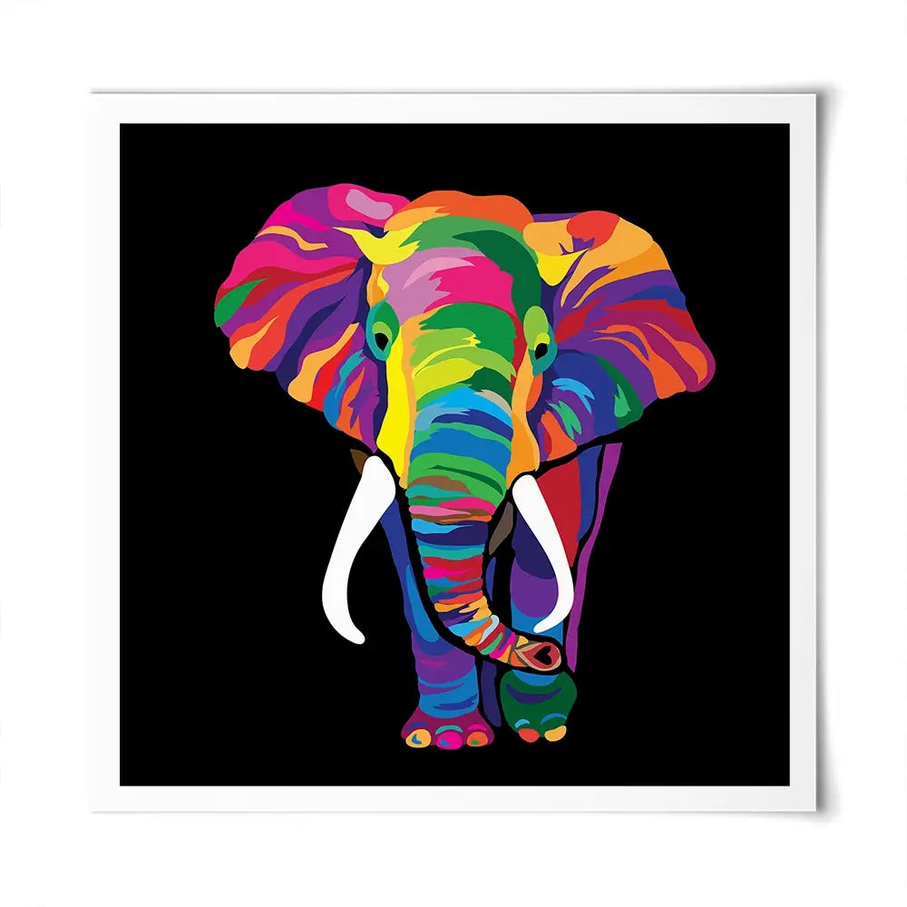 Black Colourful Elephant Square Art Print Black Colourful Elephant Square Art Print wall art product Denel / Shutterstock