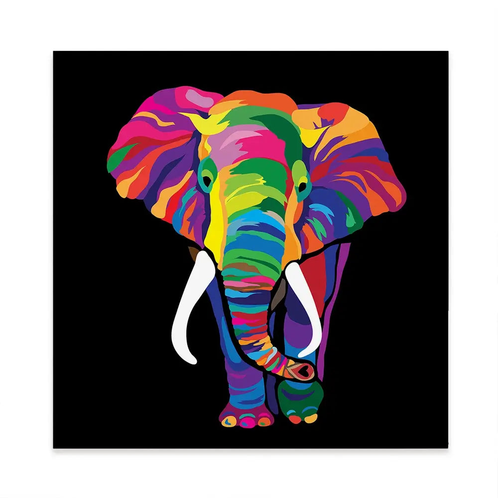 Black Colourful Elephant Square Canvas Print Black Colourful Elephant Square Canvas Print wall art product Denel / Shutterstock