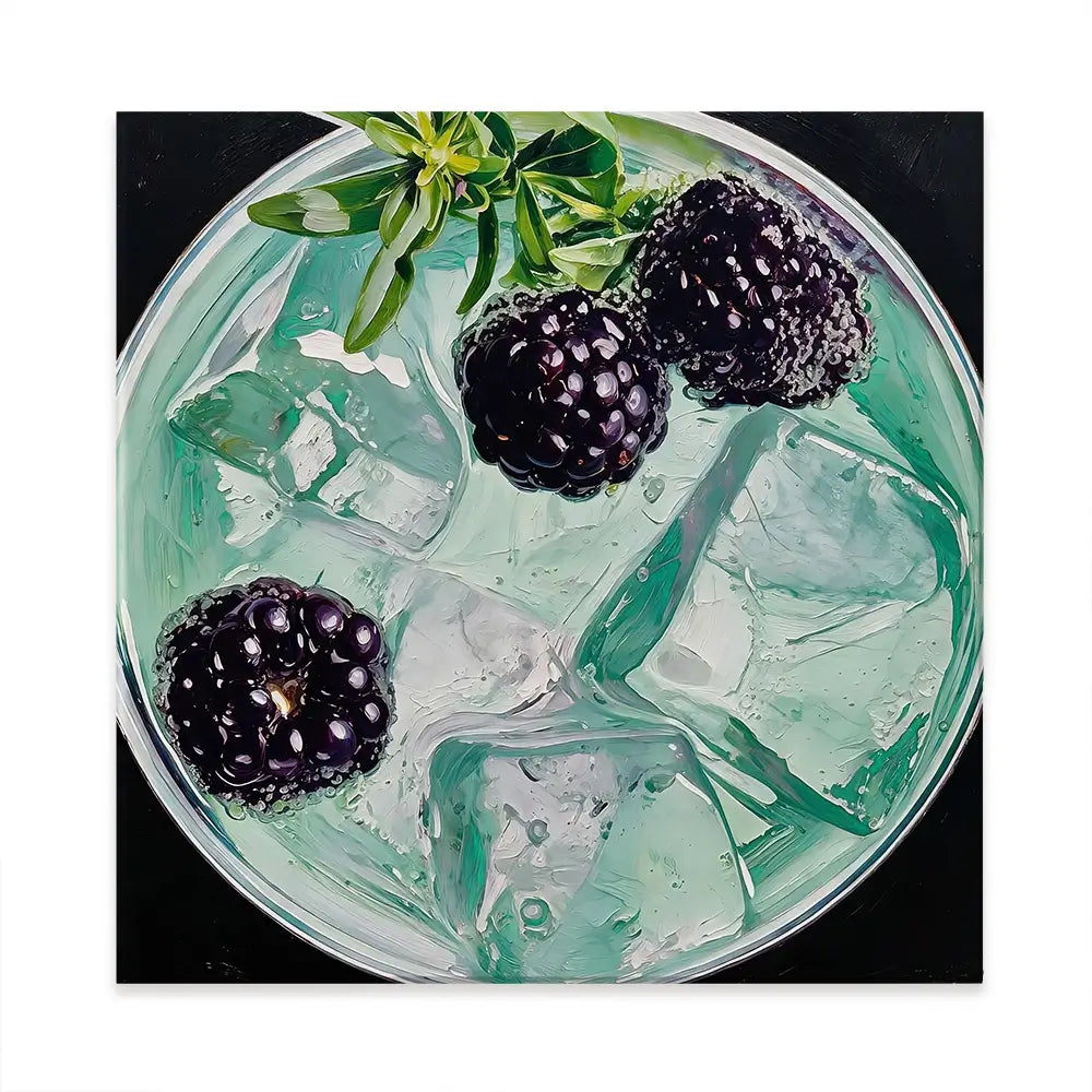 Blackberry And Elderflower Spritz Cocktail Square Canvas Print Blackberry And Elderflower Spritz Cocktail Square Canvas Print wall art product David Alexander Elder