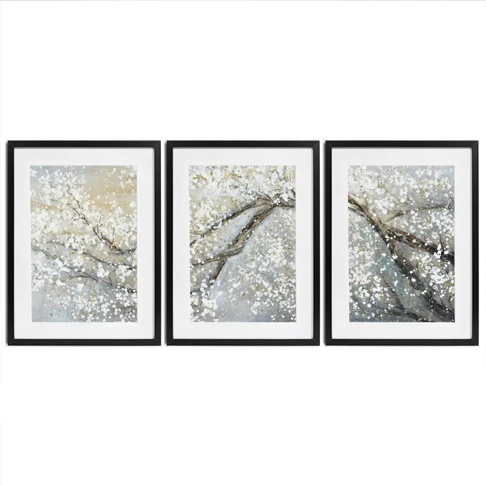 Blossoming In White Framed Art Print Trio Blossoming In White Framed Art Print Trio wall art product Art Print Shop