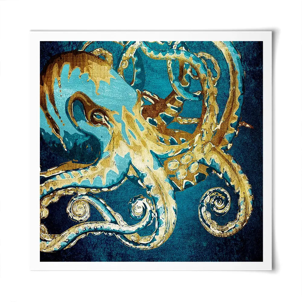 Blue And Gold Octopus Square Art Print Blue And Gold Octopus Square Art Print wall art product officeBBstudio / Shutterstock