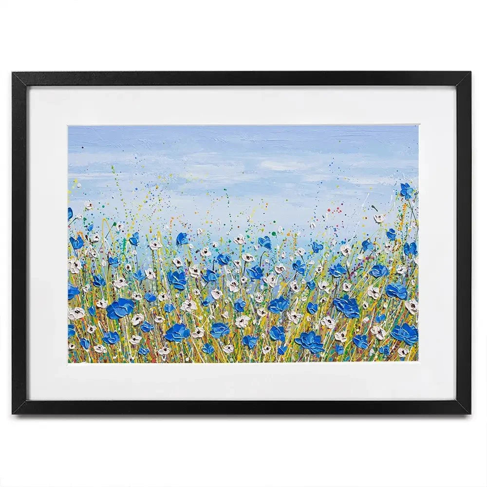Blue And White Flowers Framed Art Print Blue And White Flowers Framed Art Print wall art product Olga Tkachyk