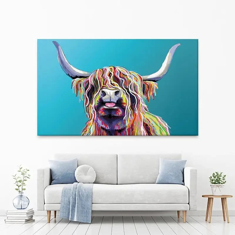 Blue Cheeky Cow Canvas Print Blue Cheeky Cow Canvas Print wall art product Independent