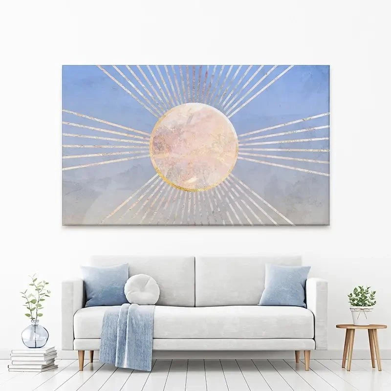 Blue Sun Boho Canvas Print Blue Sun Boho Canvas Print wall art product Sarah Manovski