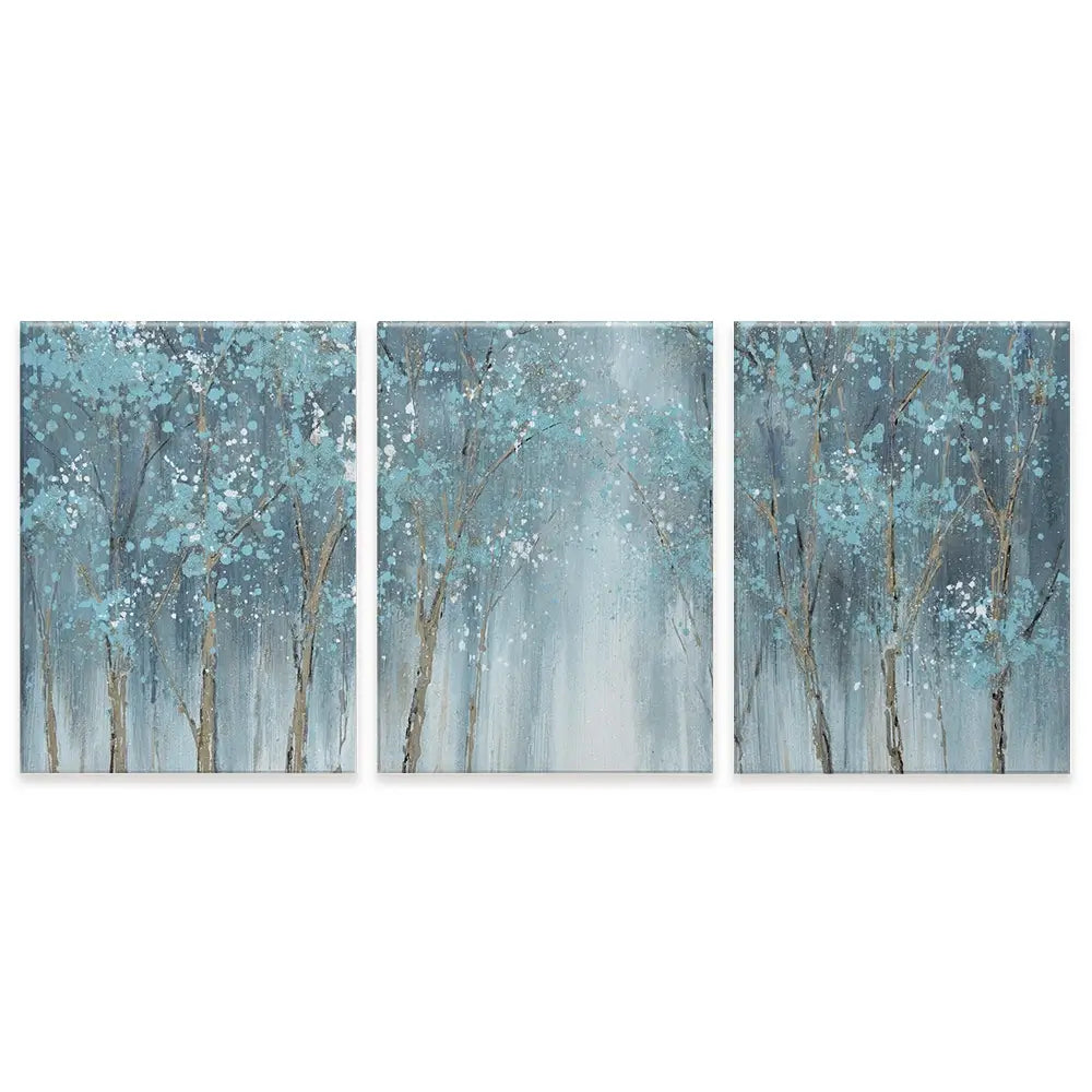 Blue Woods Trio Canvas Print Blue Woods Trio Canvas Print wall art product CHENYU ARTS / Shutterstock