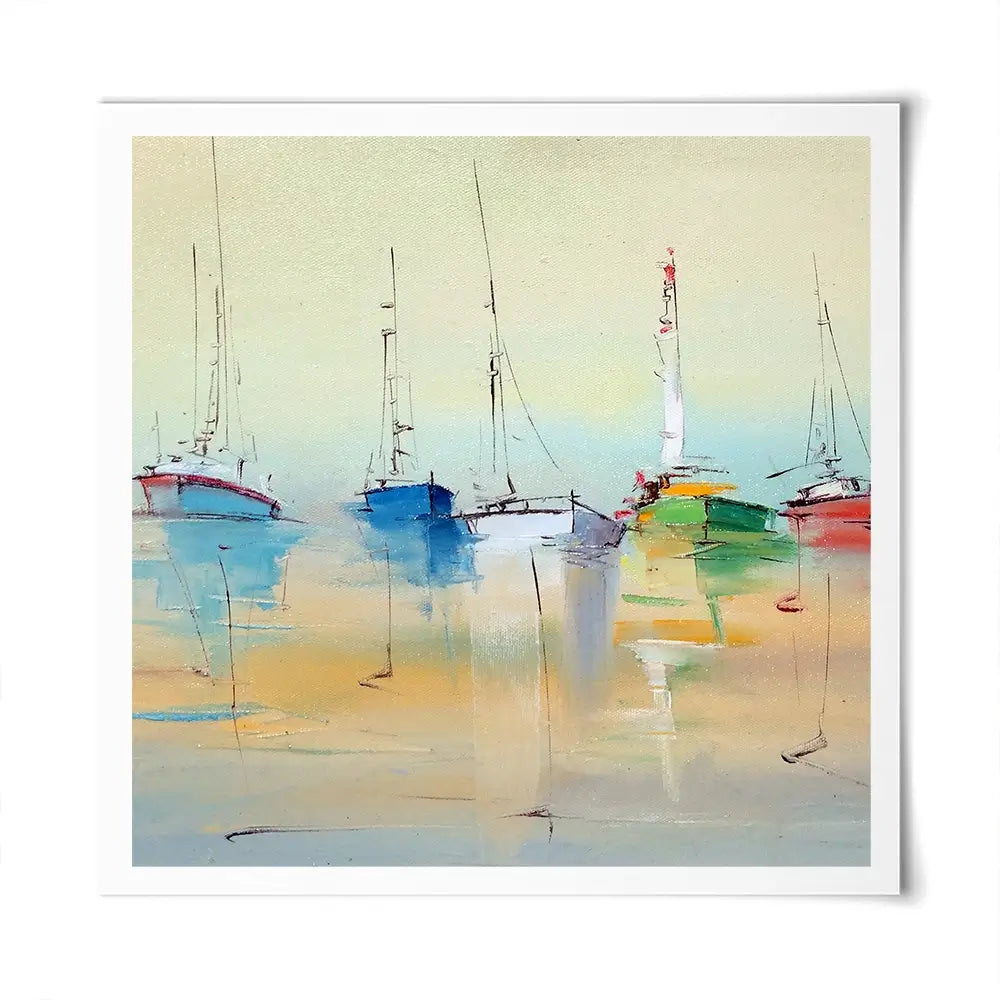 Boats From Afar Square Art Print Boats From Afar Square Art Print wall art product Oleksandr Bodnar / Shutterstock