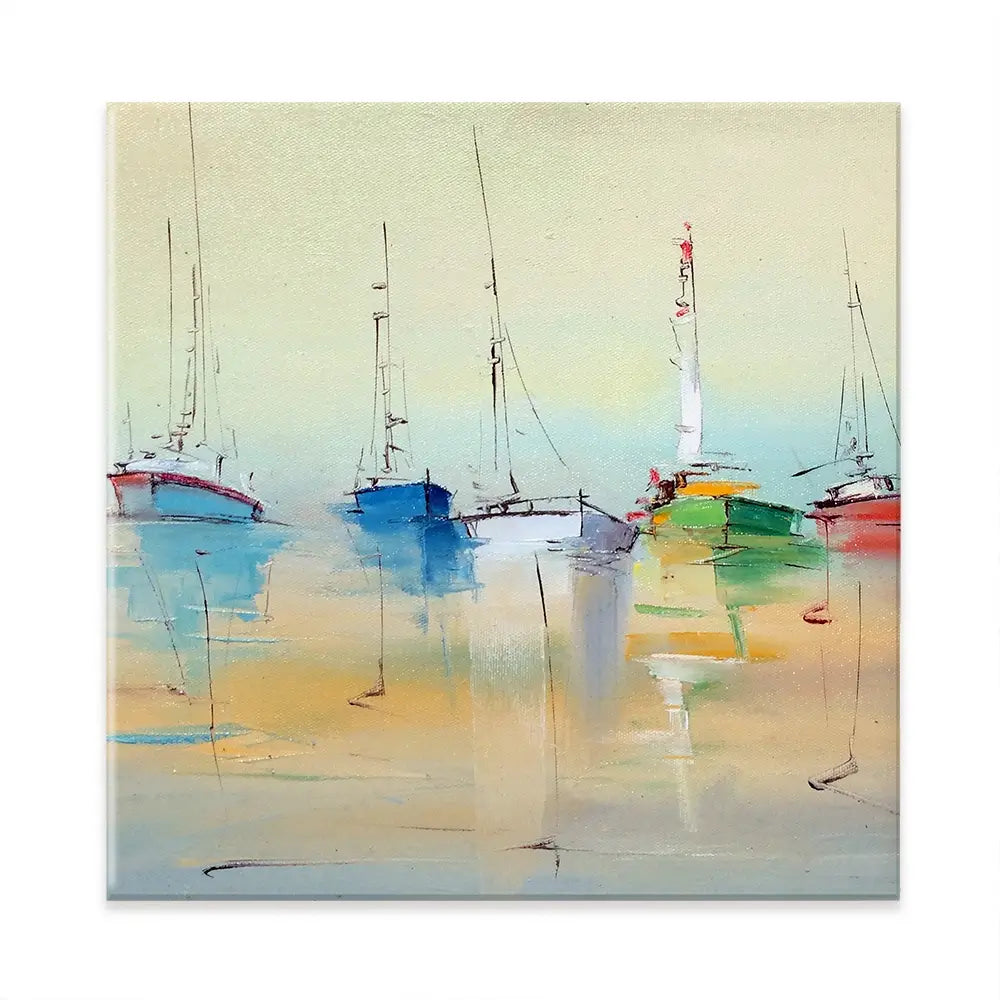 Boats From Afar Square Canvas Print Boats From Afar Square Canvas Print wall art product Oleksandr Bodnar / Shutterstock