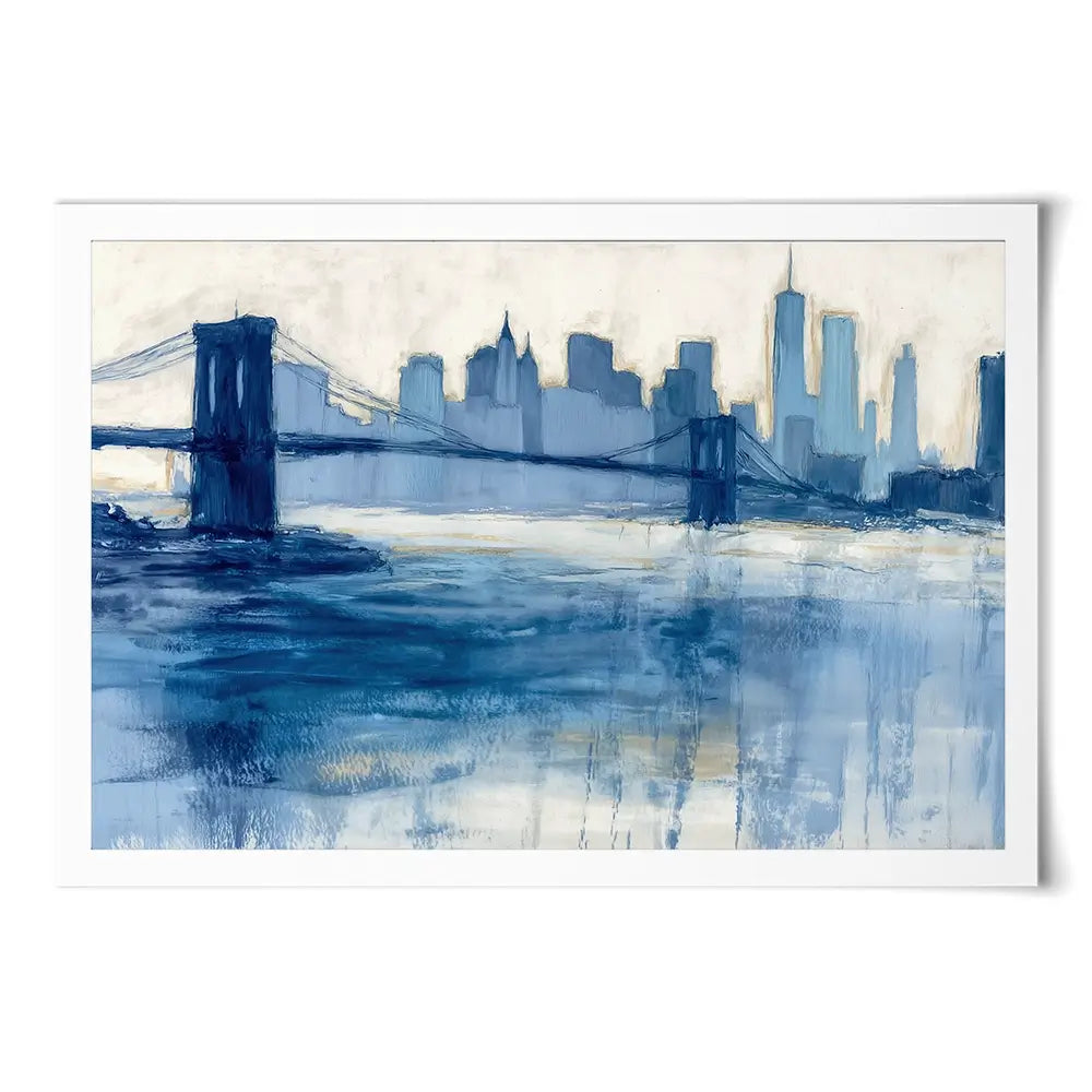 Bridge Skyline Indigo Wash Art Print Bridge Skyline Indigo Wash Art Print wall art product Chromatic Storm Studio