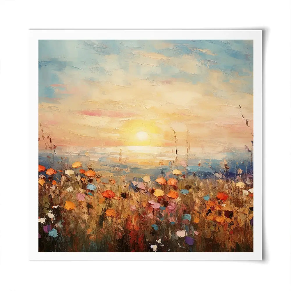 Bright Meadow Sunrise Square Art Print Bright Meadow Sunrise Square Art Print wall art product Art Print Shop
