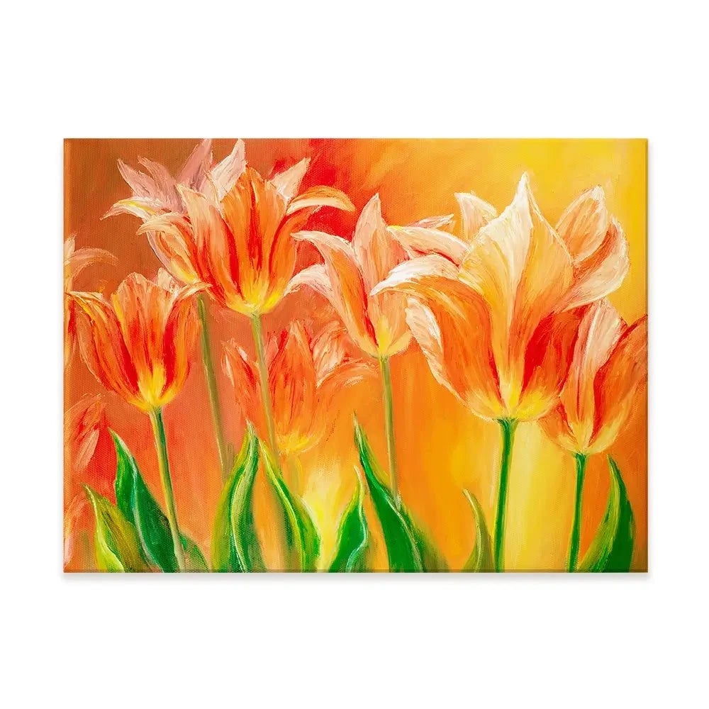 Bright Orange Tulips Canvas Print Bright Orange Tulips Canvas Print wall art product Valenty / Shutterstock