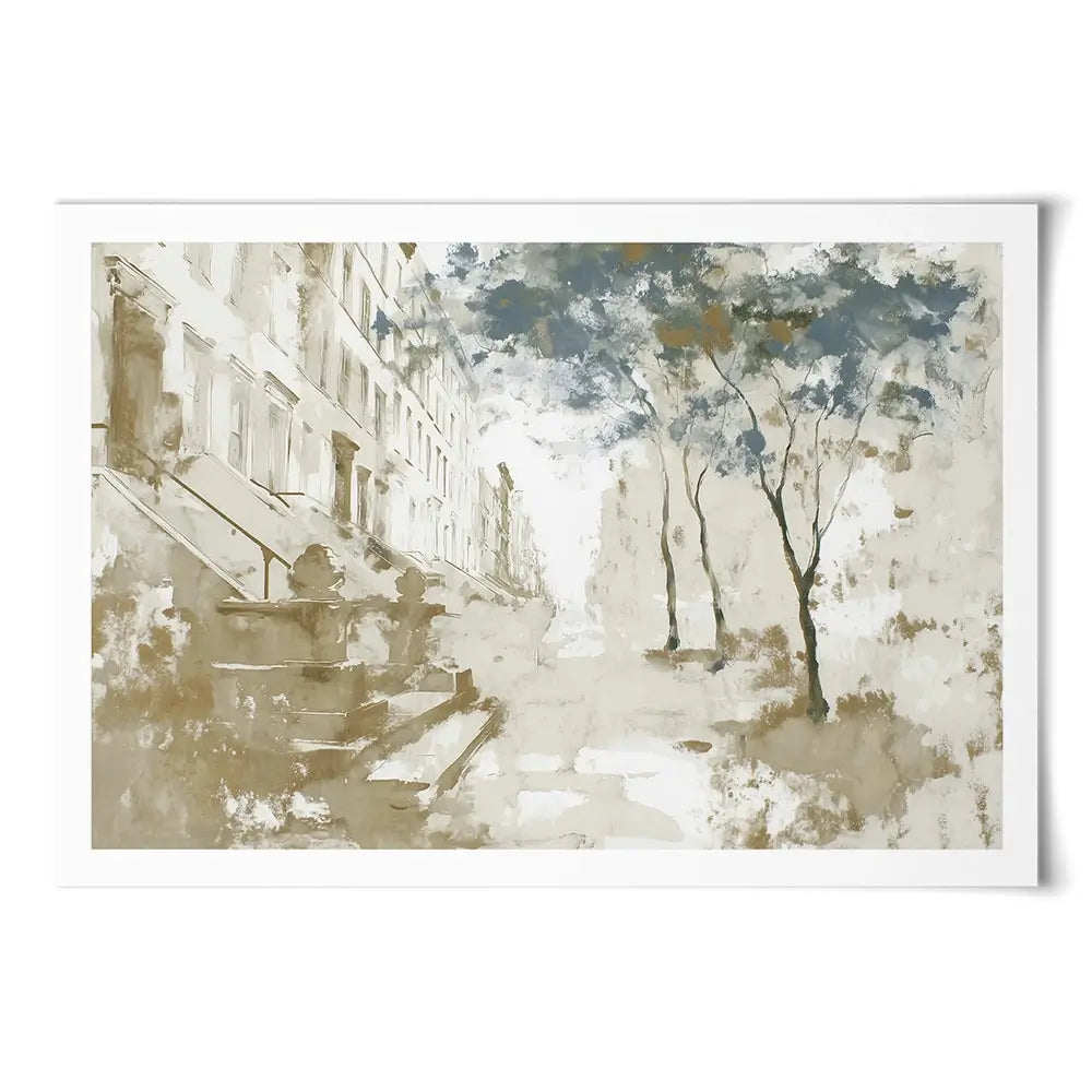 Brownstone Street Autumn Art Print Brownstone Street Autumn Art Print wall art product Chromatic Storm Studio