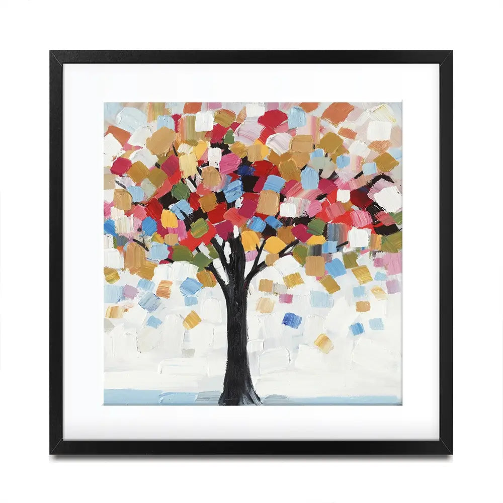 Brush Stroked Tree Square Framed Art Print Brush Stroked Tree Square Framed Art Print wall art product Art Print Shop