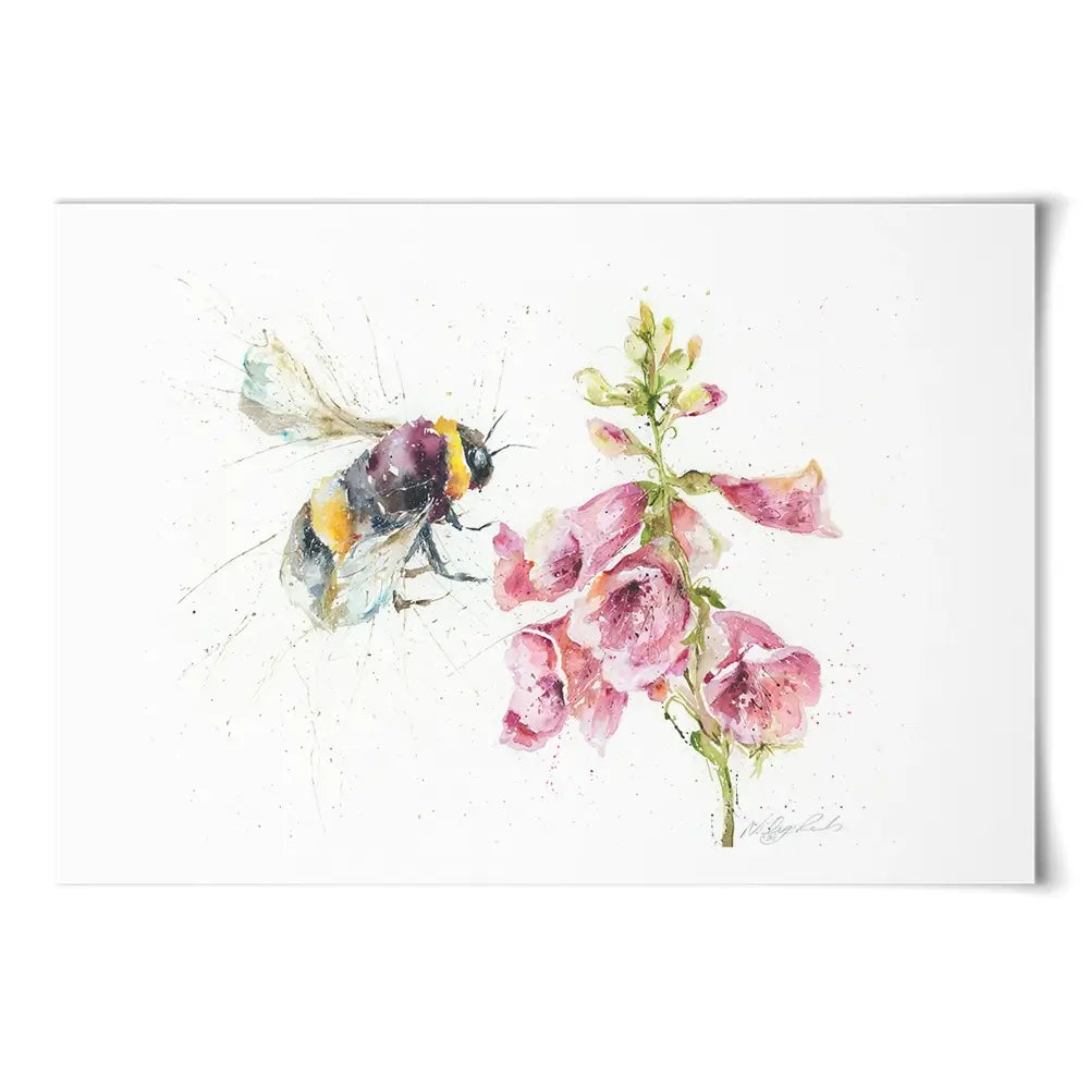 Bumble Bee And Foxglove 3 Art Print Bumble Bee And Foxglove 3 Art Print wall art product Nicola Jane Rowles