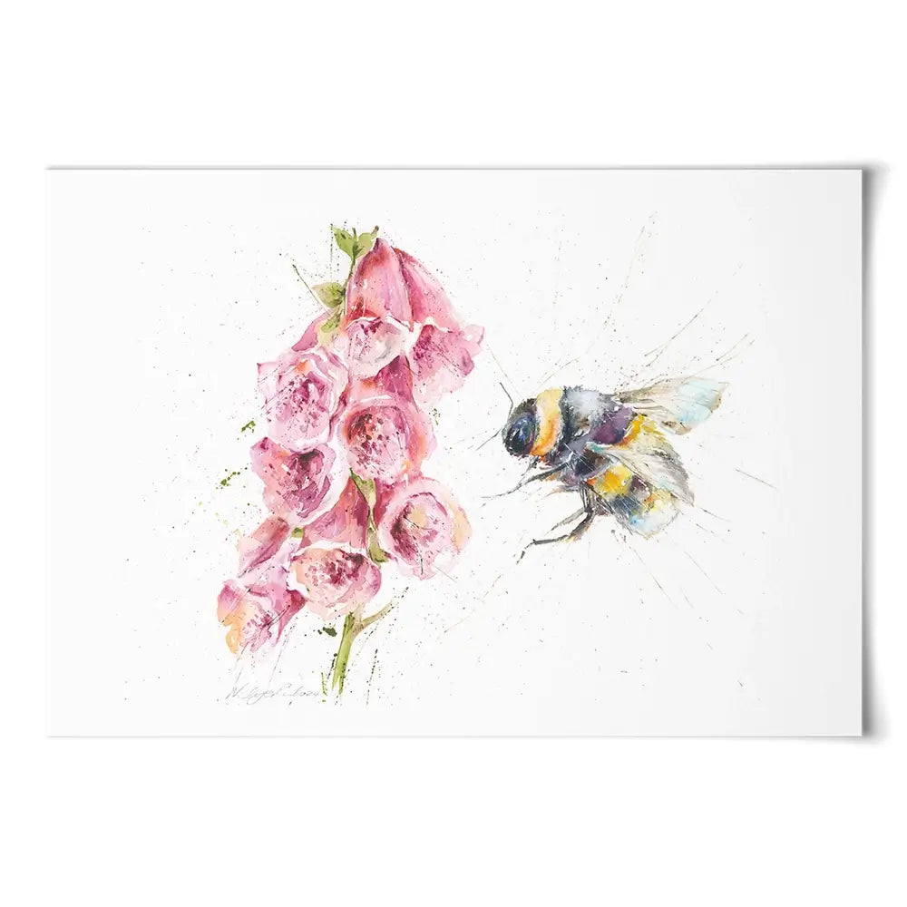 Bumble Bee And Foxglove Art Print Bumble Bee And Foxglove Art Print wall art product Nicola Jane Rowles