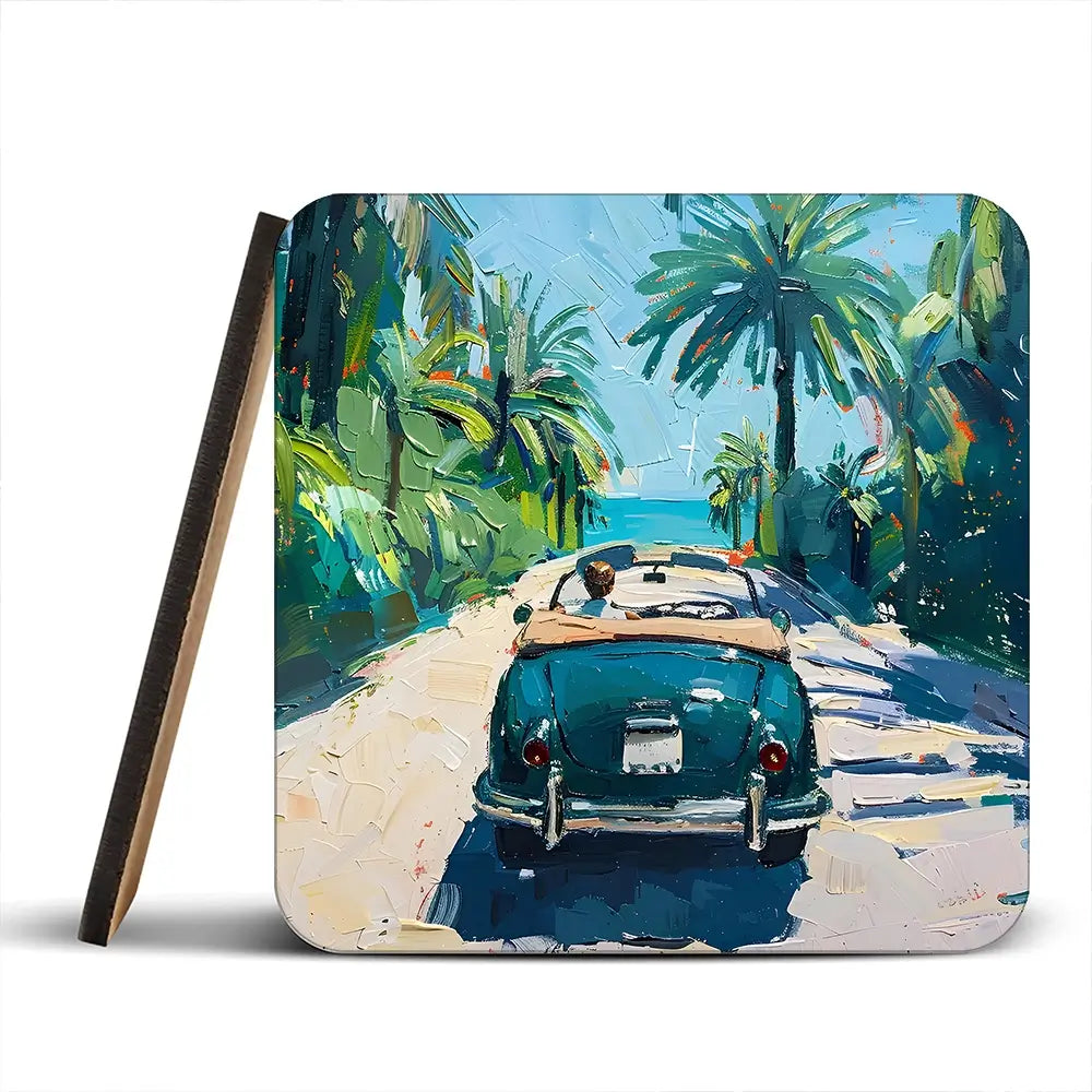 Car On The Beach Coaster Set Car On The Beach Coaster Set wall art product Elena Avanesova