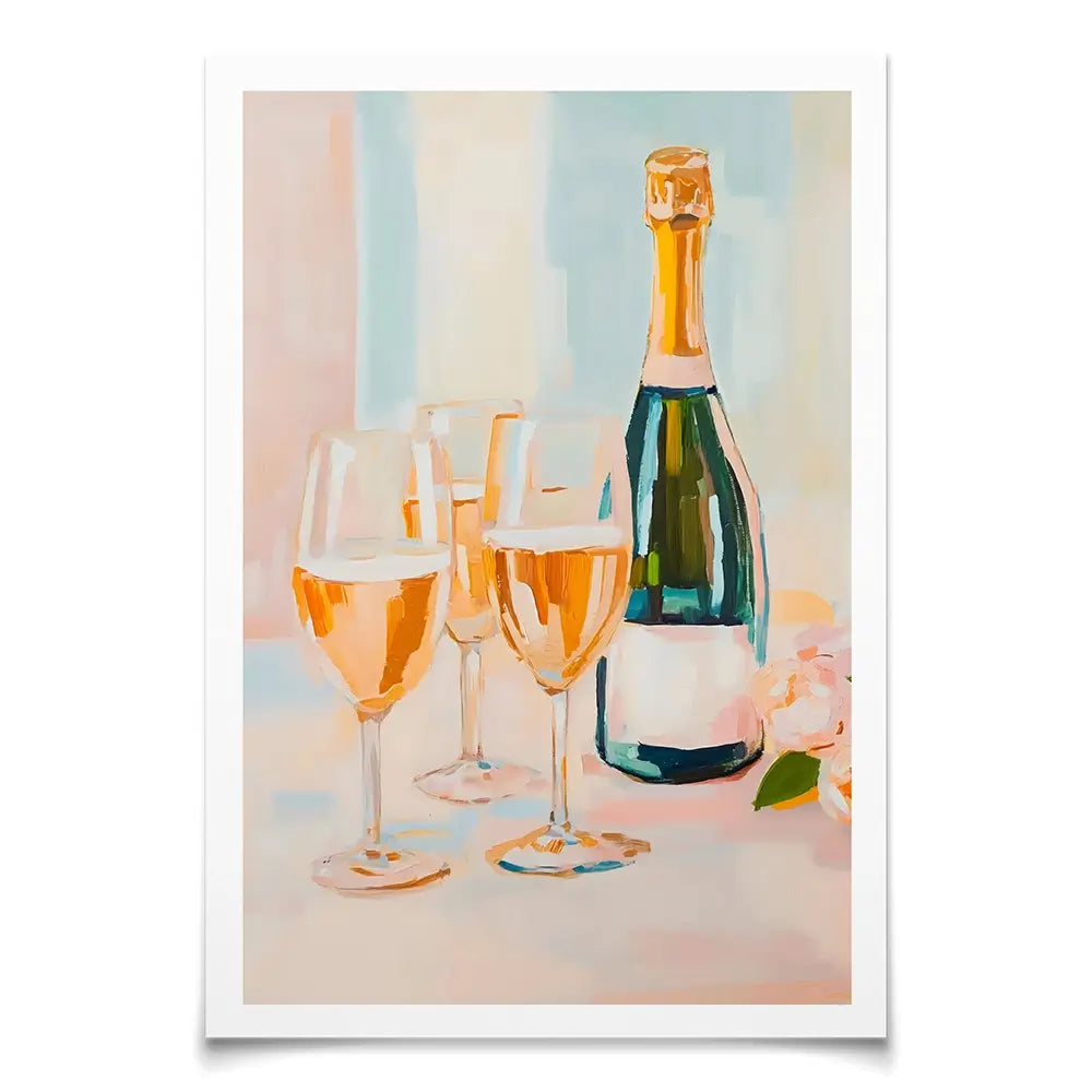 Champagne And Flowers Art Print Champagne And Flowers Art Print wall art product LSR Design Studio - Independent