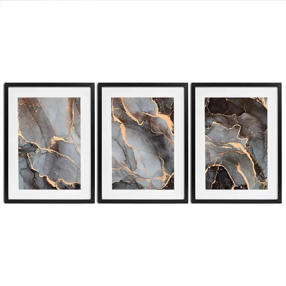 Charcoal Marble Framed Art Print Trio Charcoal Marble Framed Art Print Trio wall art product djero.adlibeshe / Shutterstock