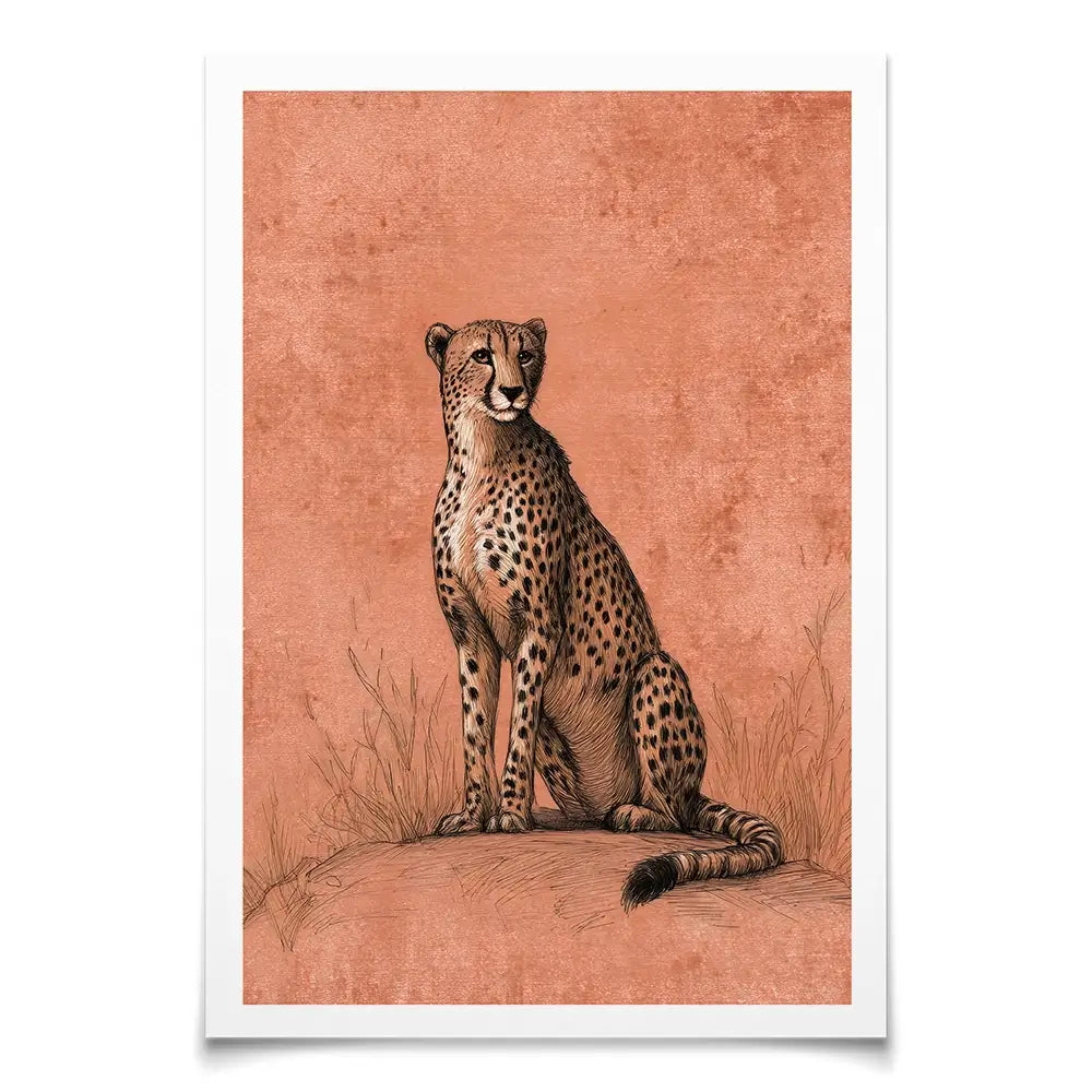 Cheetah Pose Portrait Art Print Cheetah Pose Portrait Art Print wall art product Petals Prints Design - Independent