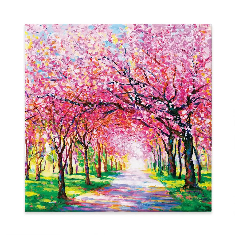 Cherry Blossom Forest Square Canvas Print Cherry Blossom Forest Square Canvas Print wall art product Leon Devenice