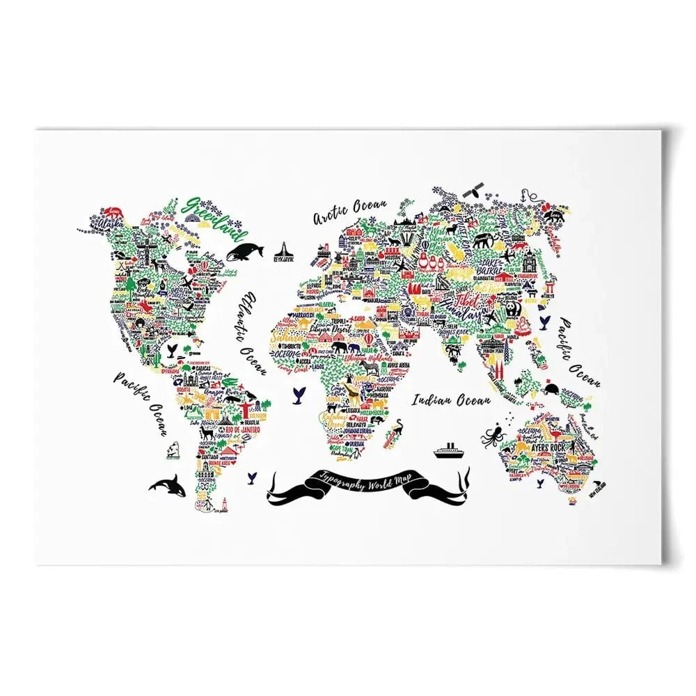 Cities World Map Art Print Cities World Map Art Print wall art product Moloko88 / Shutterstock