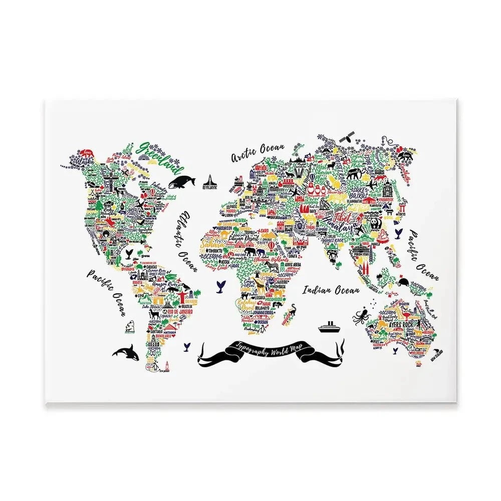 Cities World Map Canvas Print Cities World Map Canvas Print wall art product Moloko88 / Shutterstock
