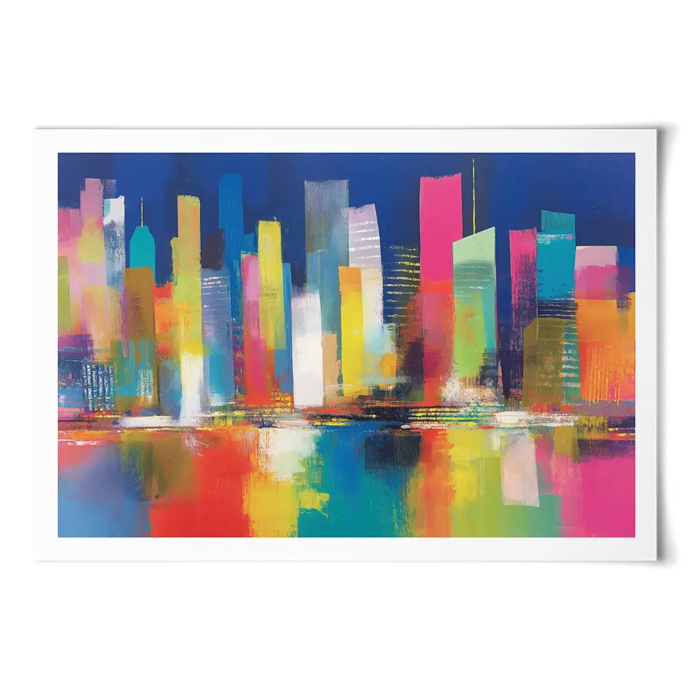 City Lights At Night Time Art Print City Lights At Night Time Art Print wall art product Chromatic Storm Studio