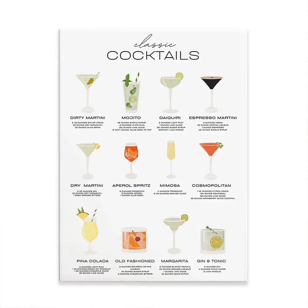 Classic Cocktails Canvas Print Classic Cocktails Canvas Print wall art product Art Print Shop