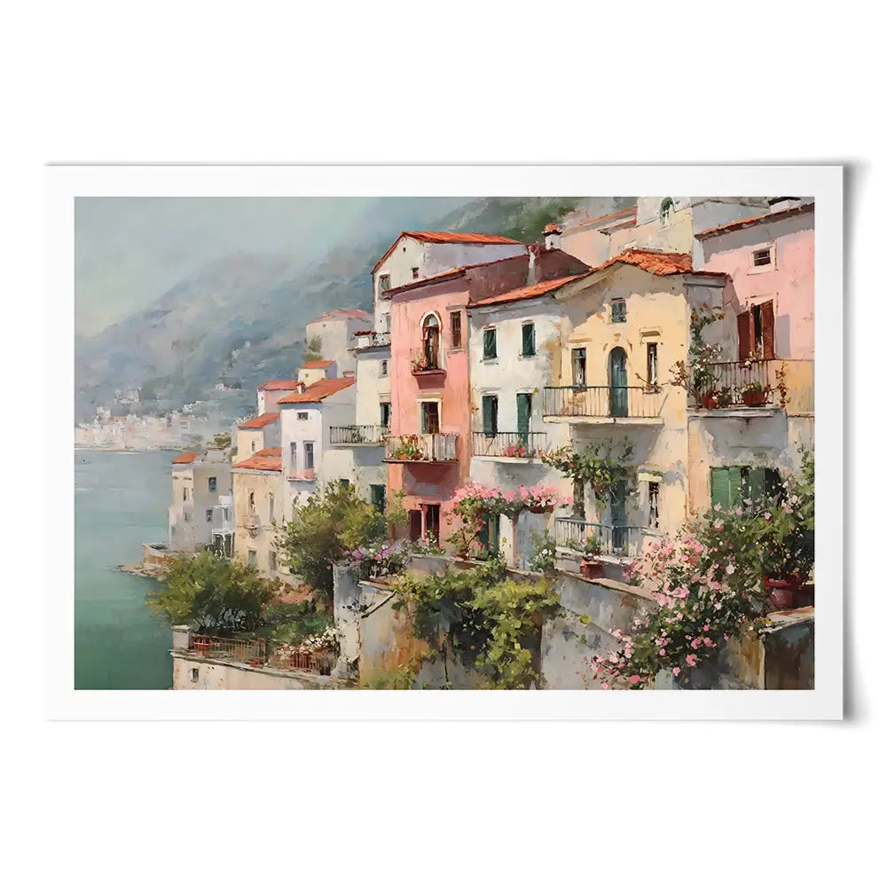 Coastal Italian Village Art Print Coastal Italian Village Art Print wall art product Art by Özge - Independent