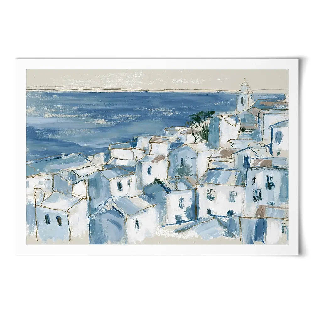 Coastal Village Above Sea Art Print Coastal Village Above Sea Art Print wall art product Chromatic Storm Studio