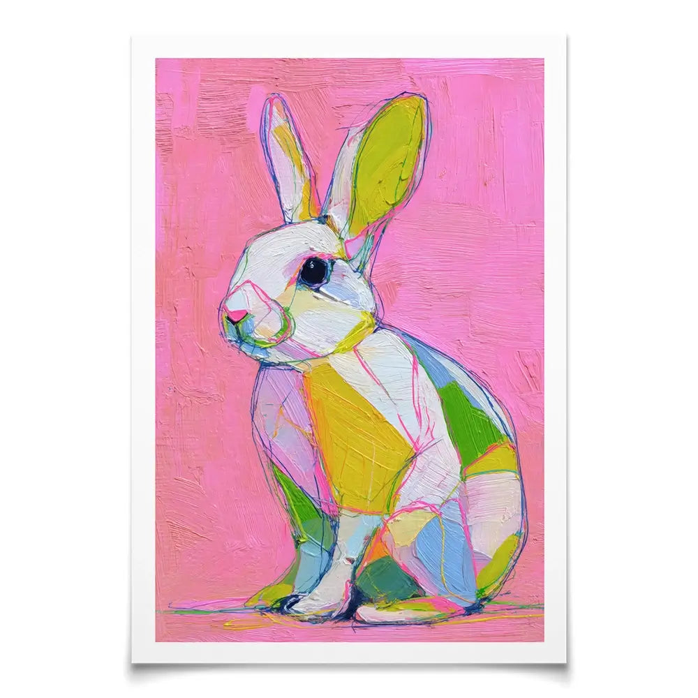 Colour Block Bunny Art Print Colour Block Bunny Art Print wall art product Petals Prints Design - Independent