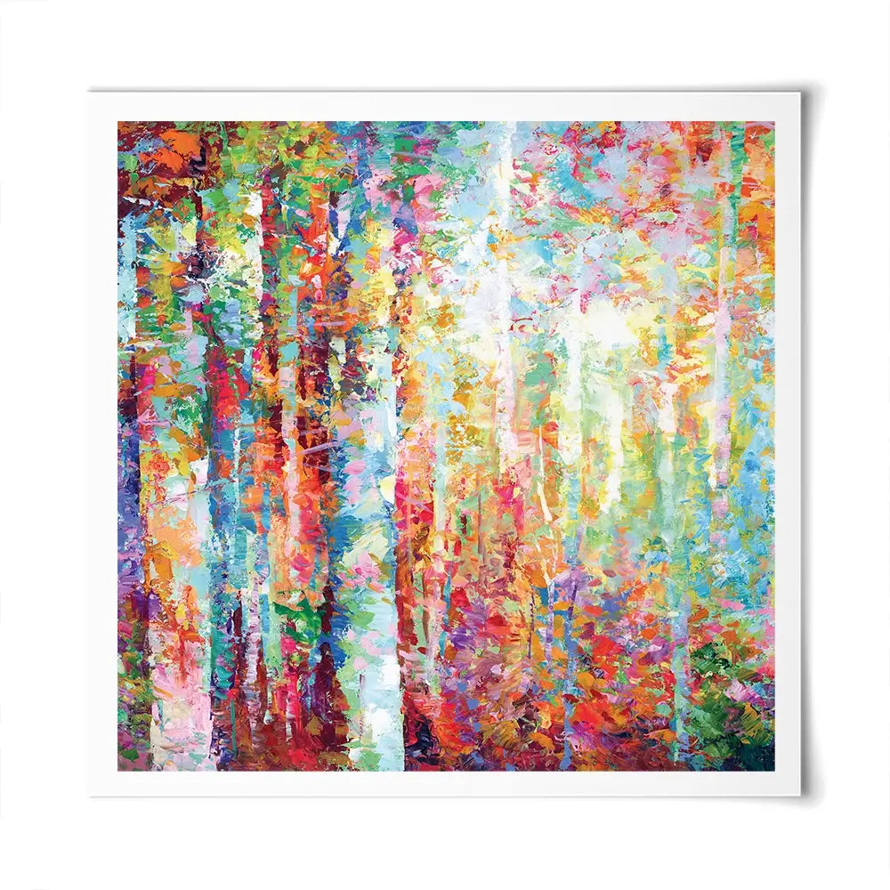 Colourful Abstract Birch Trees Square Art Print Colourful Abstract Birch Trees Square Art Print wall art product Leon Devenice