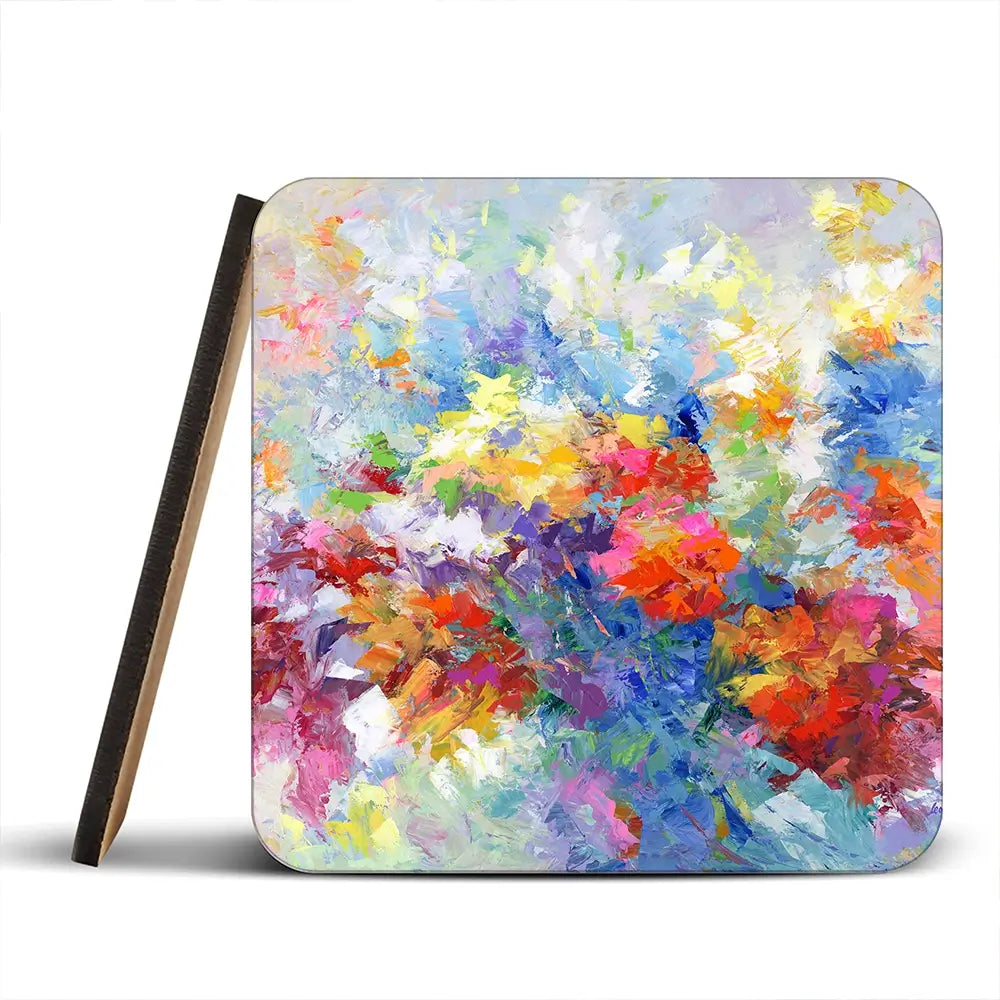 Colourful Abstract Floral 2 Coaster Set Colourful Abstract Floral 2 Coaster Set wall art product Leon Devenice