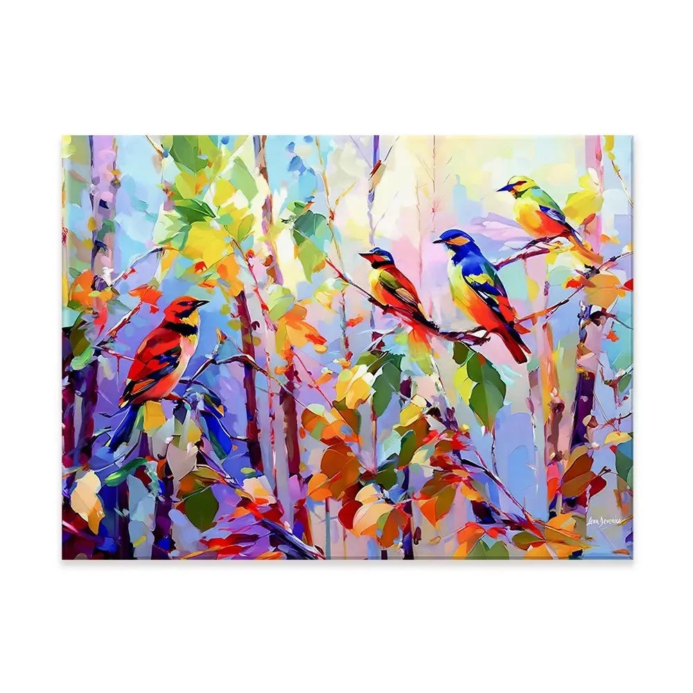 Colourful Birds Chirping Canvas Print Colourful Birds Chirping Canvas Print wall art product Leon Devenice