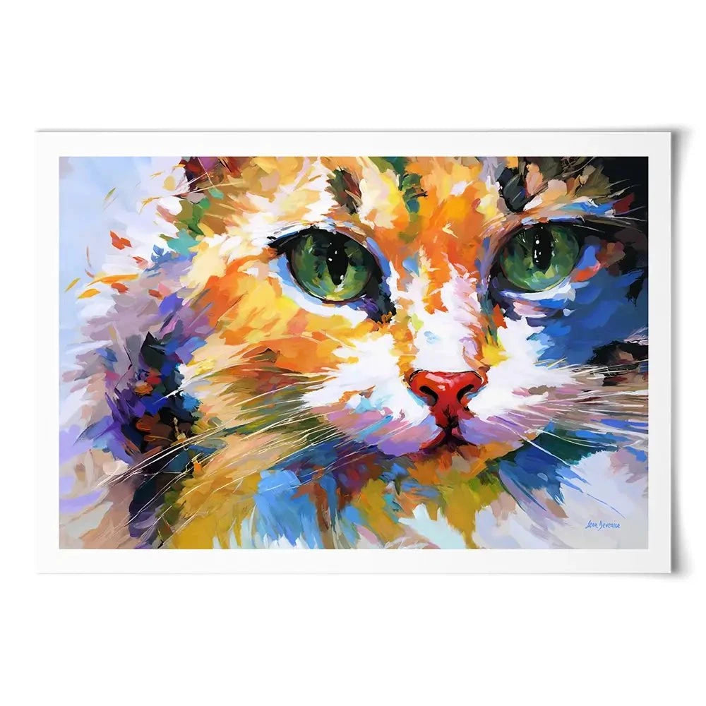 Colourful Cats Gaze Art Print Colourful Cats Gaze Art Print wall art product Leon Devenice