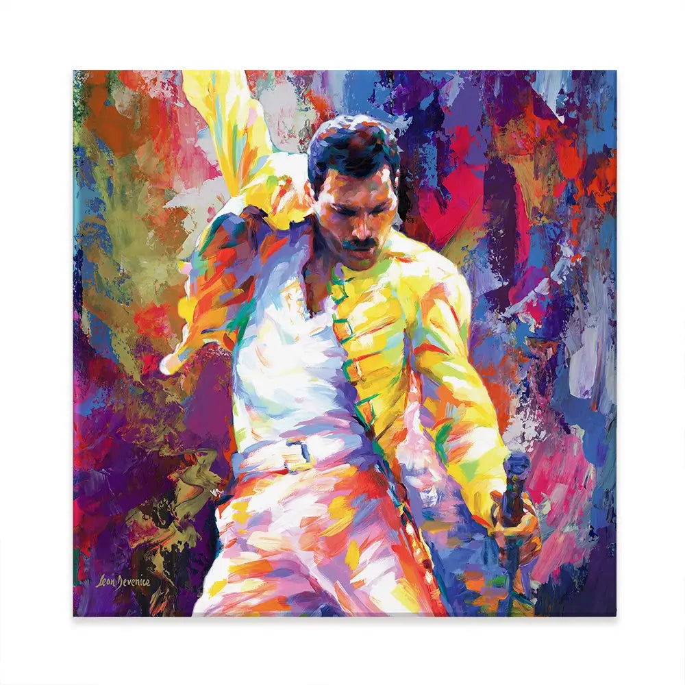 Colourful Freddie Mercury Square Canvas Print Colourful Freddie Mercury Square Canvas Print wall art product Leon Devenice