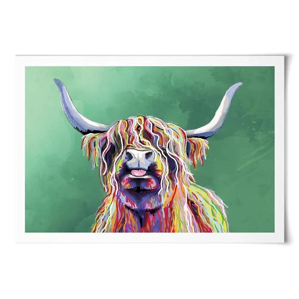Colourful Highland Cow Art Print Colourful Highland Cow Art Print wall art product Independent