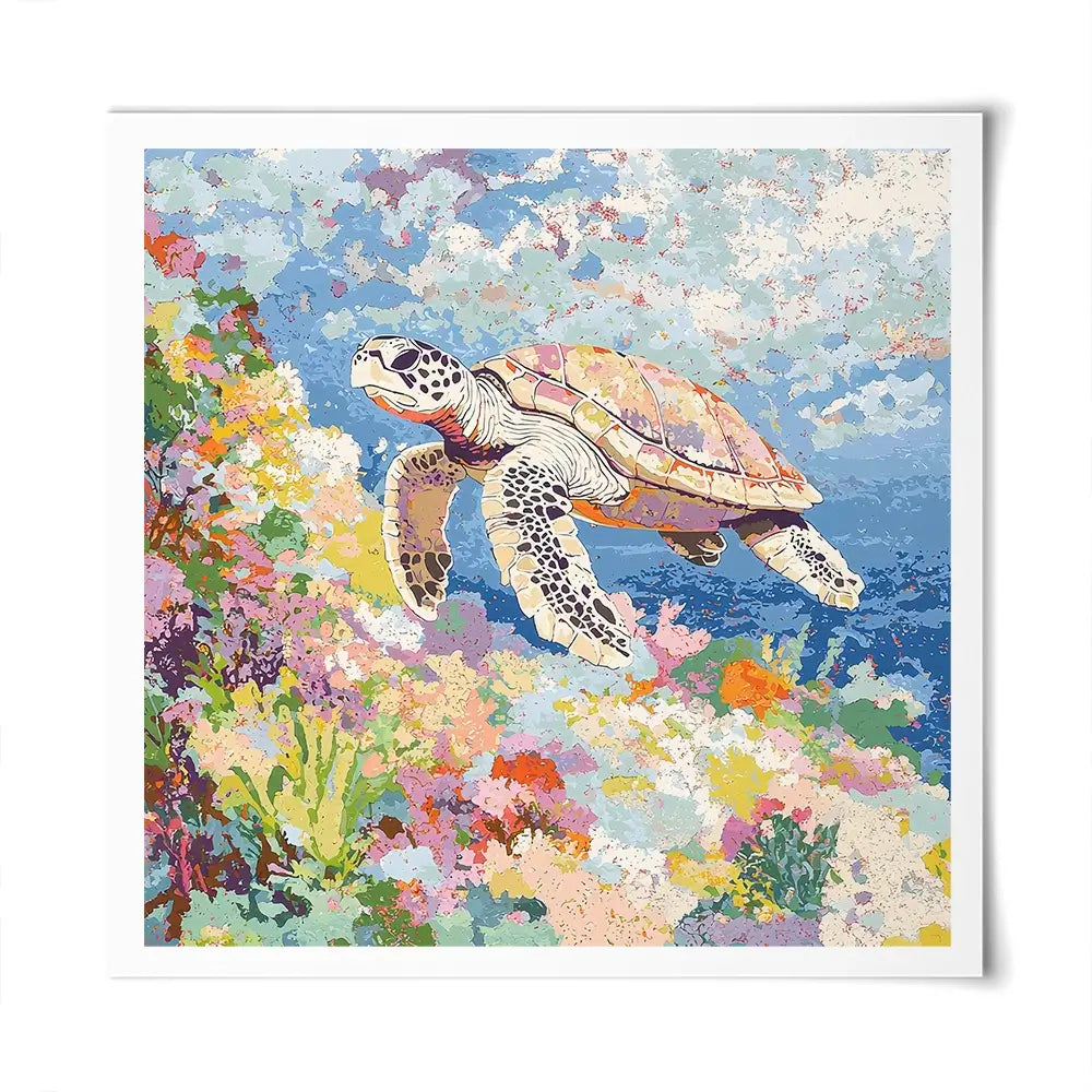 Colourful Sea Turtle Square Art Print Colourful Sea Turtle Square Art Print wall art product Creative Studio - Independent