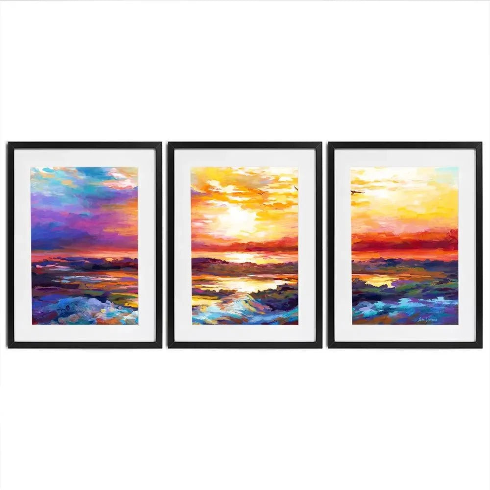 Colourful Sunset Framed Art Print Trio Colourful Sunset Framed Art Print Trio wall art product Leon Devenice