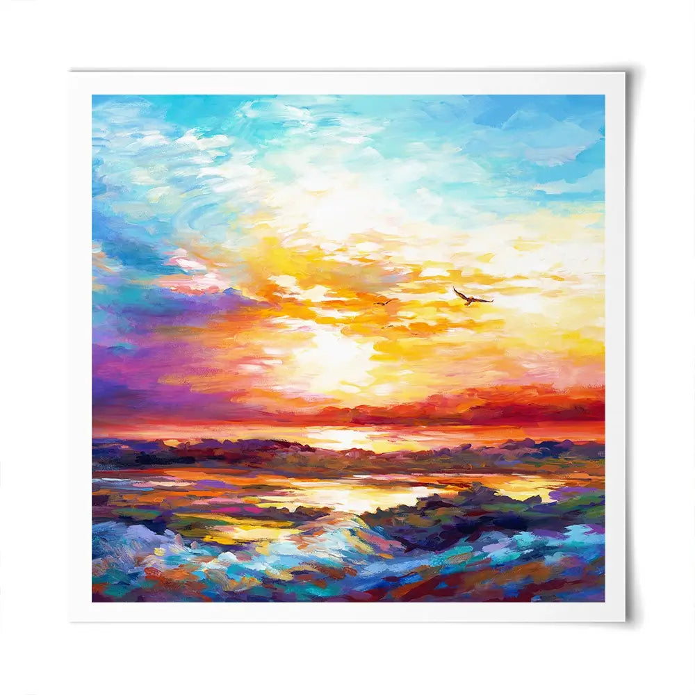 Colourful Sunset Square Art Print Colourful Sunset Square Art Print wall art product Leon Devenice
