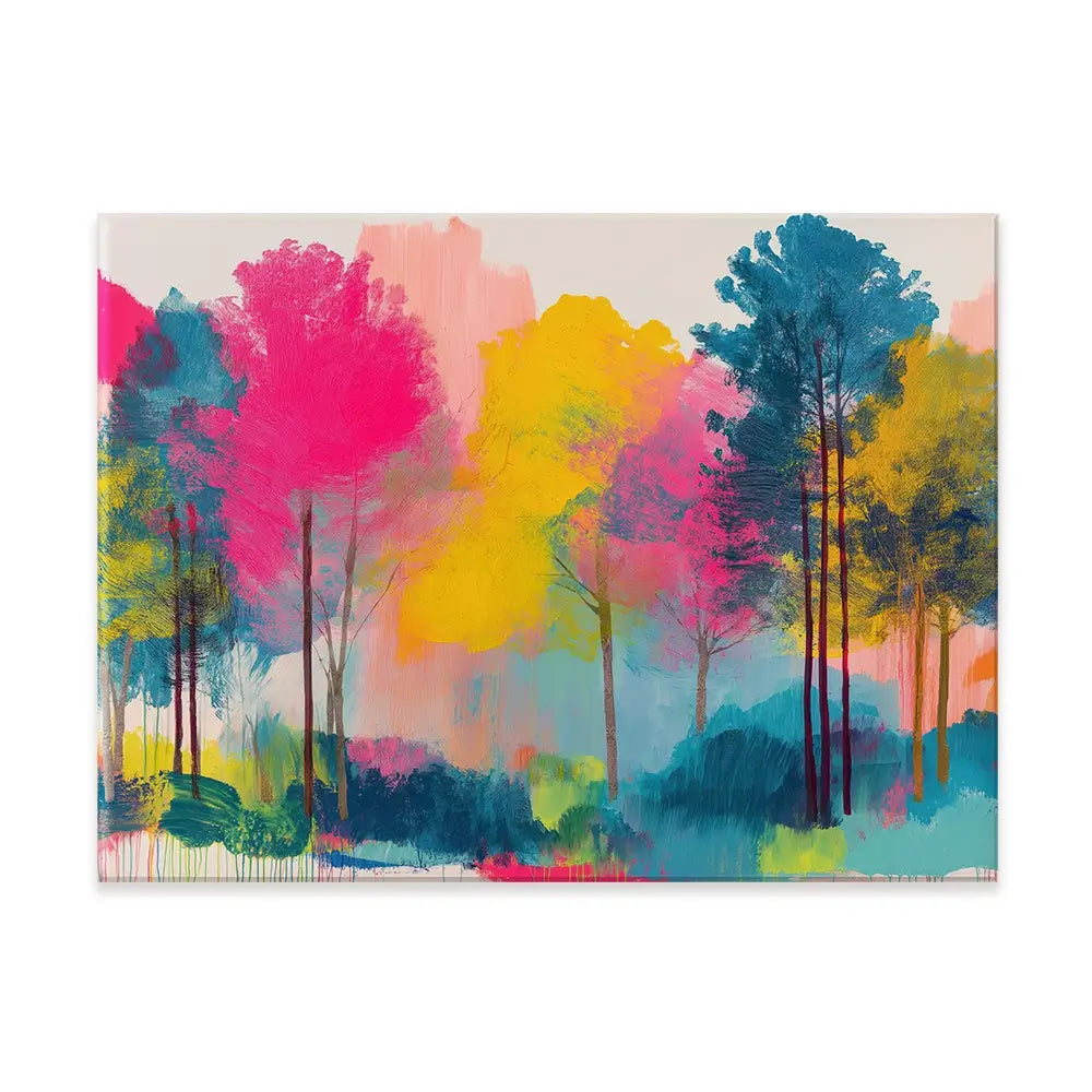 Colourful Trees Fading Into Mist Canvas Print Colourful Trees Fading Into Mist Canvas Print wall art product Chromatic Storm Studio